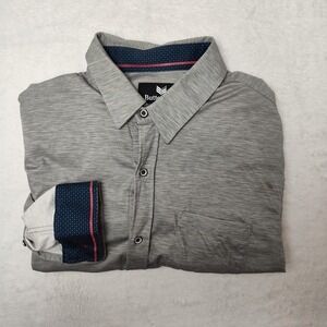 Buttercloth Shirt Mens LT Gray Solid Cotton Knit Long Sleeve Button Front Tall